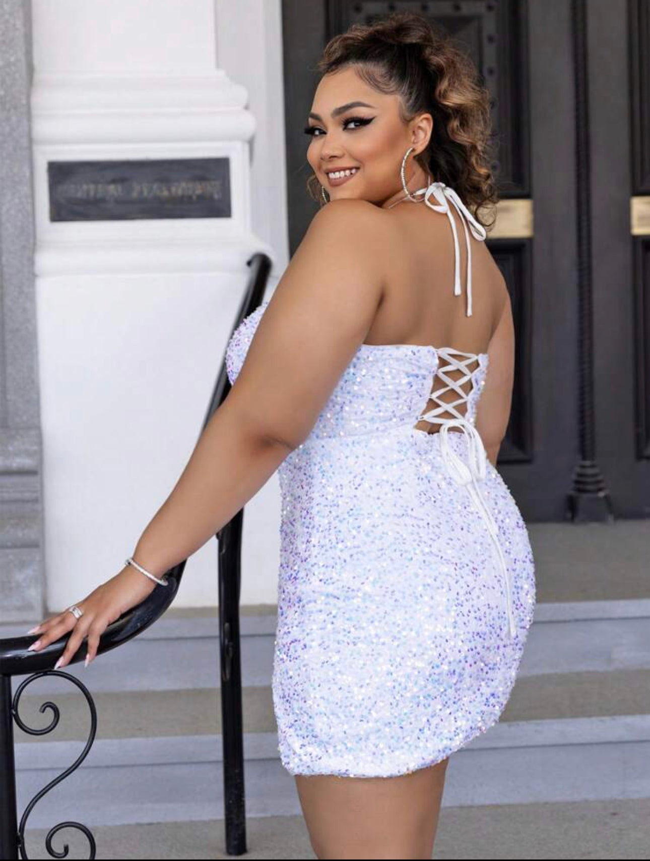 Plus Size Icy White Iridescent Sequin Dress She Addicted Boutique Plus Size Icy White Iridescent Sequin Dress She Addicted Boutique